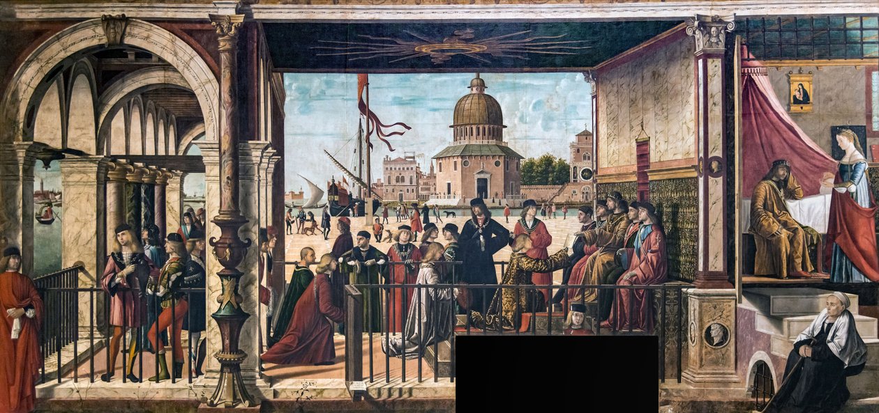 De engelske ambassadørers ankomst til kongen af Bretagnes hof The Legend of..., 1495-150 af Vittore Carpaccio