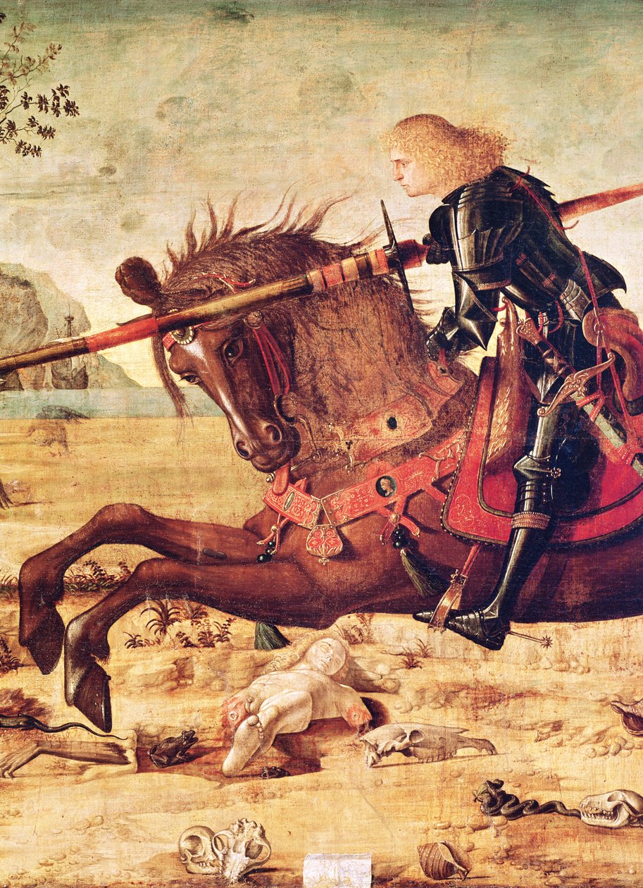 Detalje af St. George, der dræber dragen, ca. 1502-07 af Vittore Carpaccio
