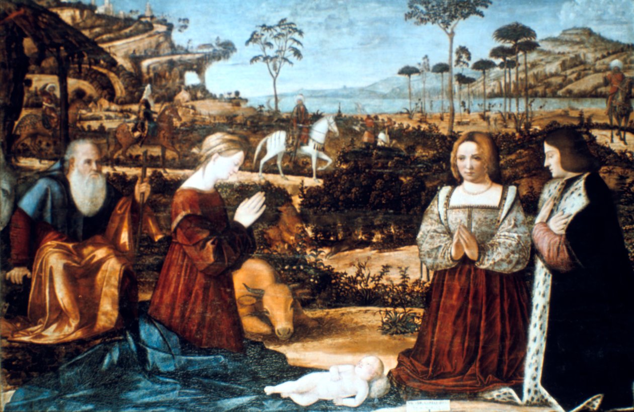 Hellig familie med to donorer, 1505 af Vittore Carpaccio