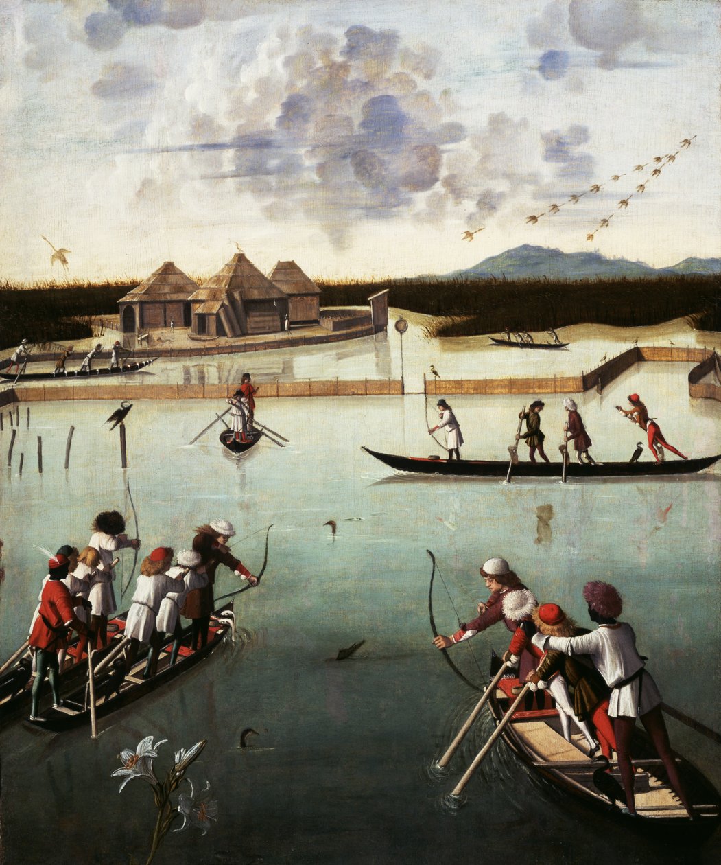 Jagt på lagunen, ca.1490-5 (olie på panel) af Vittore Carpaccio