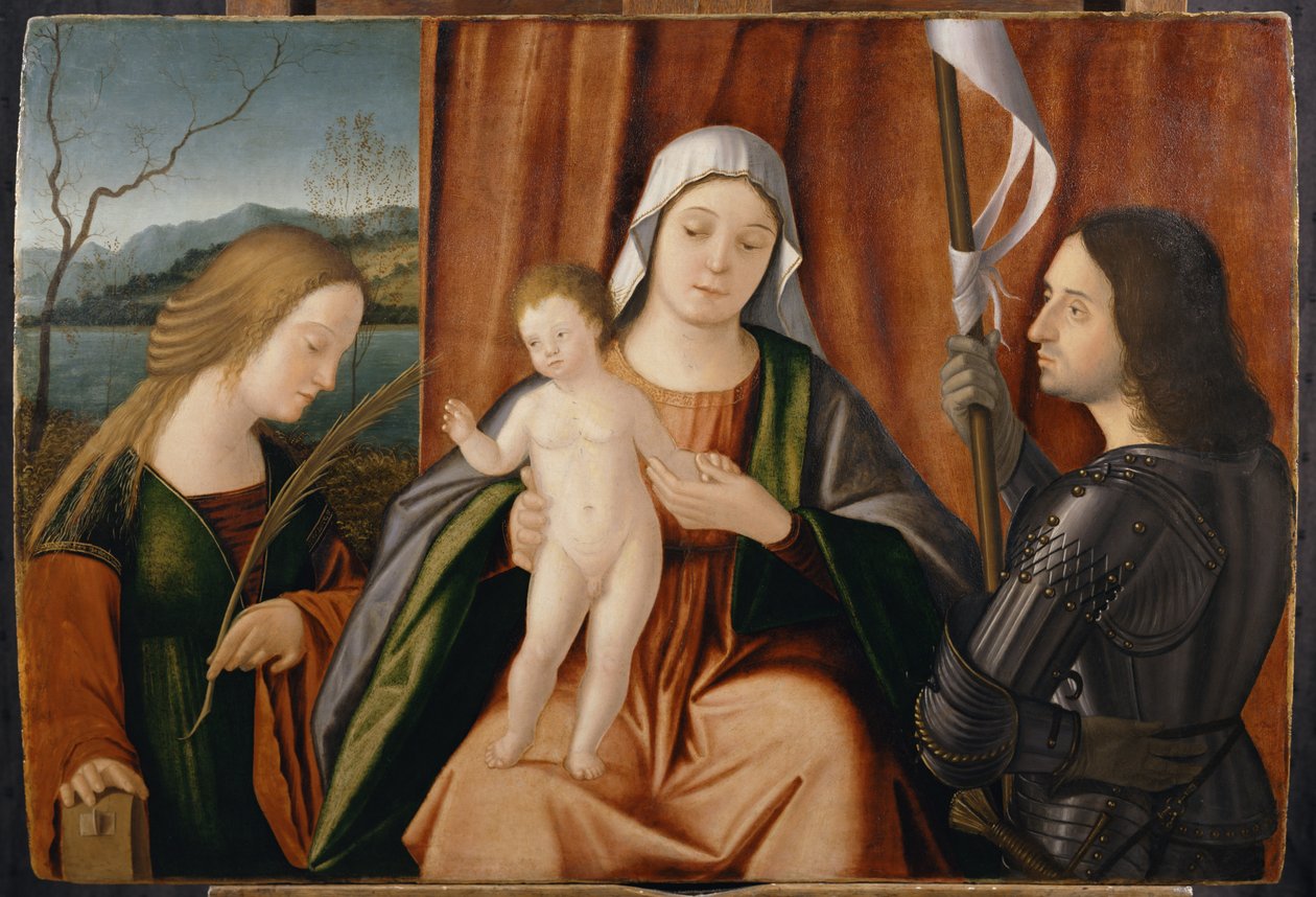Madonna og barn med de hellige Catherine af Alexandria og enten George eller Liberale af Vittore Carpaccio