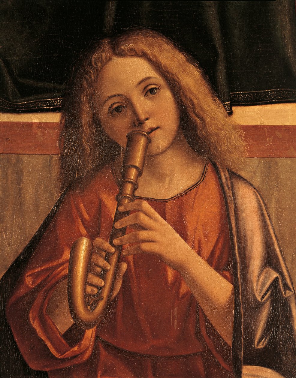 Minstrel-engel, detalje fra Præsentation af Jesus ved templet af Vittore Carpaccio