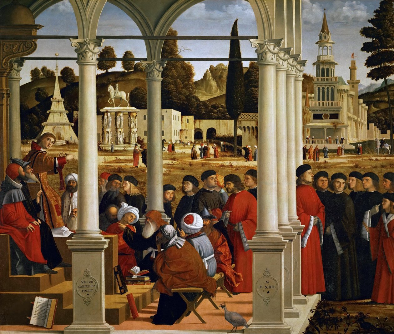 Den hellige Stefanus foran ypperstepræsten og de ældste i Sanhedrinet, 1514. af Vittore Carpaccio