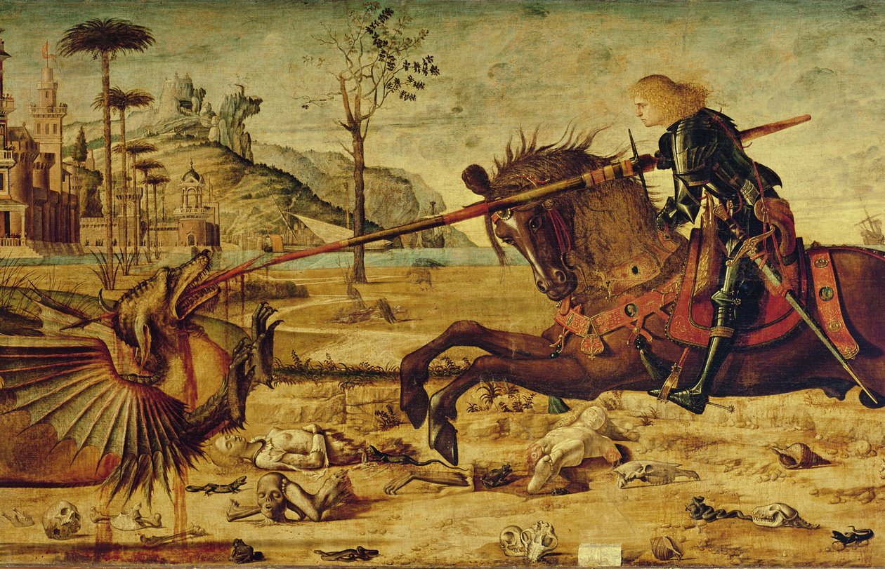 Sankt Georg, der dræber dragen, 1502-07 (detalje af 428017) af Vittore Carpaccio