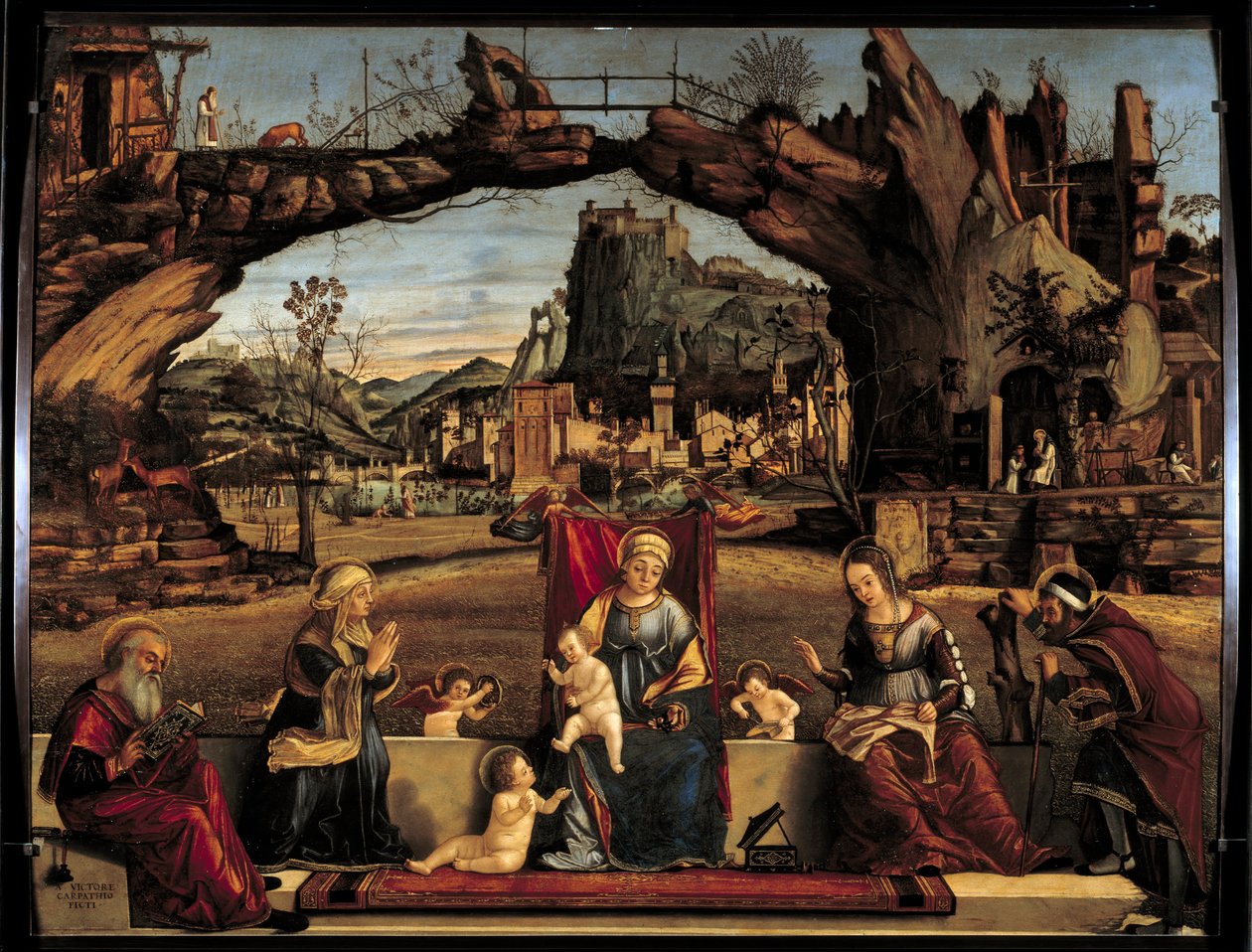 Den hellige samtale-maleri af Vittore Carpaccio (1450-1526) 1500-tallet søn. 0,98x1,27 m Avignon, Museum of the Little Palace af Vittore Carpaccio