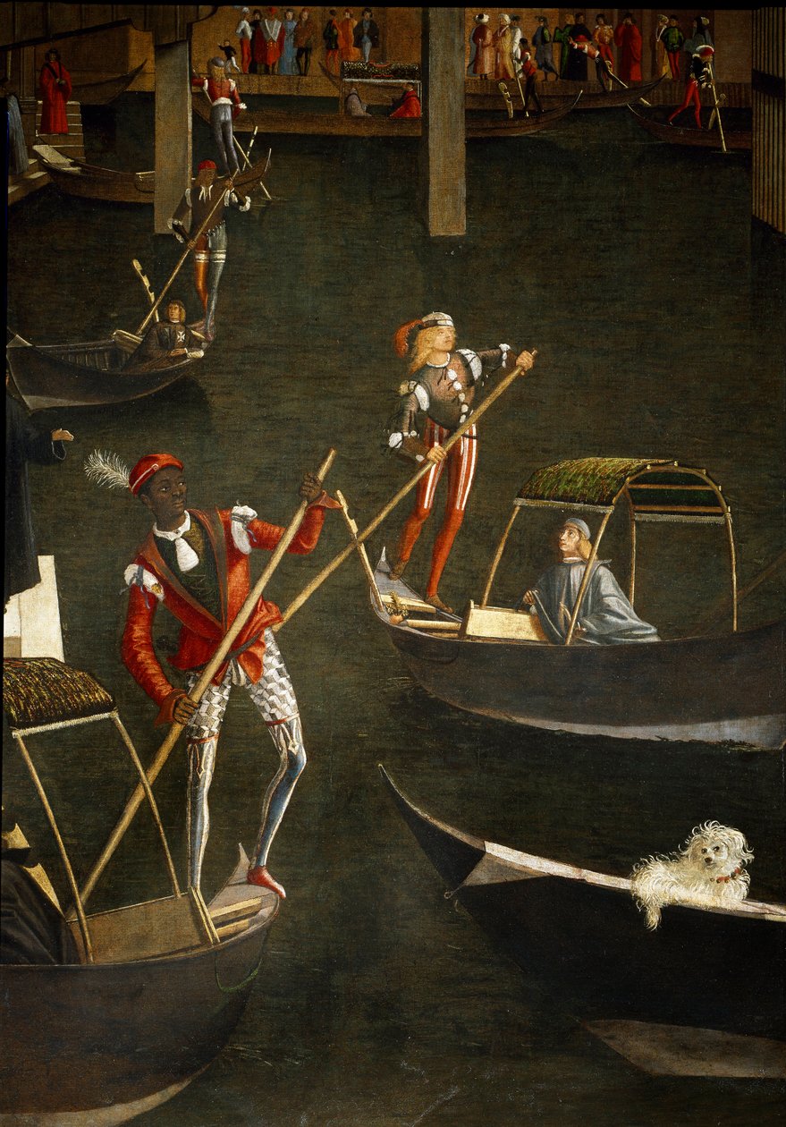 Miraklet af relikvie fra det hellige kors ved Rialtobroen i Venedig, detalje. Maleri af Vittore Scarpazza dit Vittore Carpaccio (1460-1525) af Vittore Carpaccio