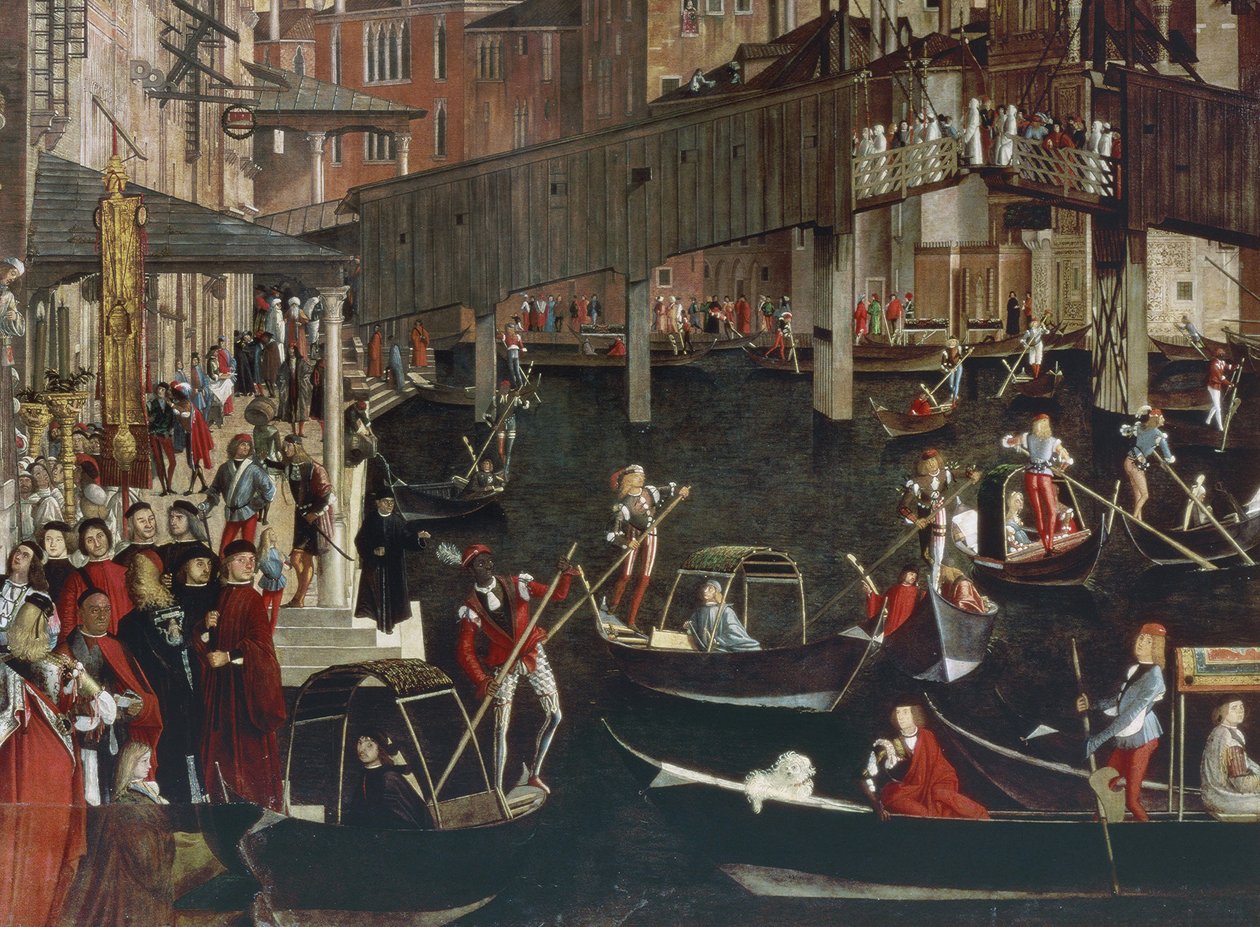 Miraklet af relikvie fra det sande kors ved Rialtobroen af Vittore Carpaccio