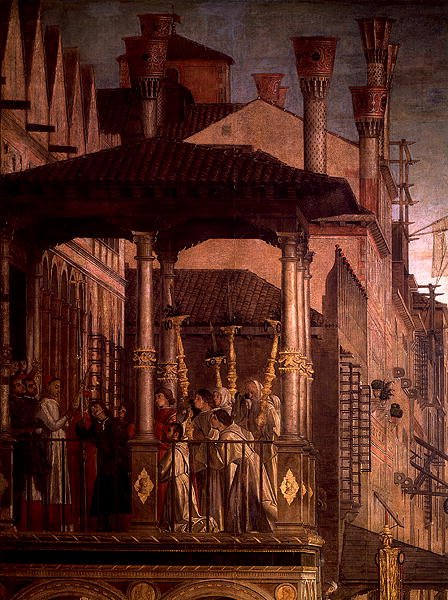Miraklet med relikvie af det sande kors på Rialtobroen (olie på lærred) (detalje af 119437) af Vittore Carpaccio