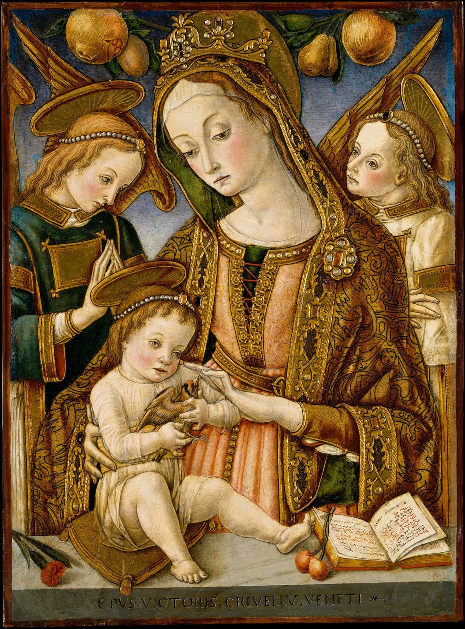 Madonna og barn med to engle, ca. 1481-82. af Vittore Crivelli