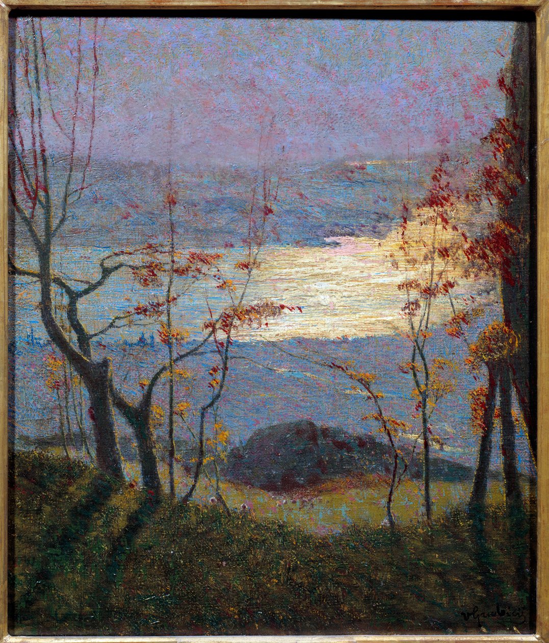 Morgen. Efterårslandskab med træer. Maleri af Vittore Grubicy Di Dragon (1851-1920) Ec. Italien, 20. århundrede. Olie på lærred. Mål: 0,47 x 0,41 m. Paris, Musee d