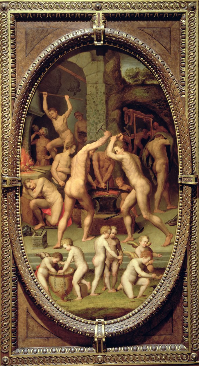 The Forge of Vulcan, 1572 (skifer) af Vittorio Casini