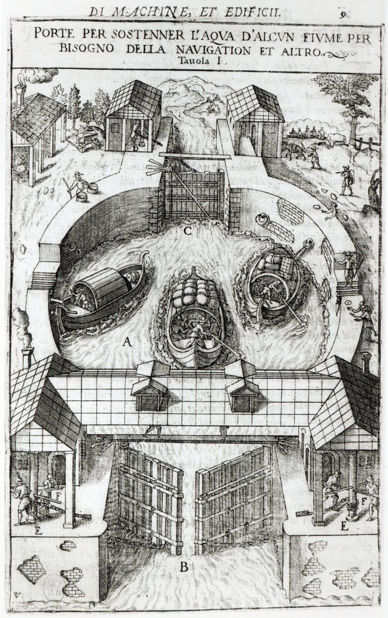 Design til en kanalsluse, 1607 af Vittorio Zonca