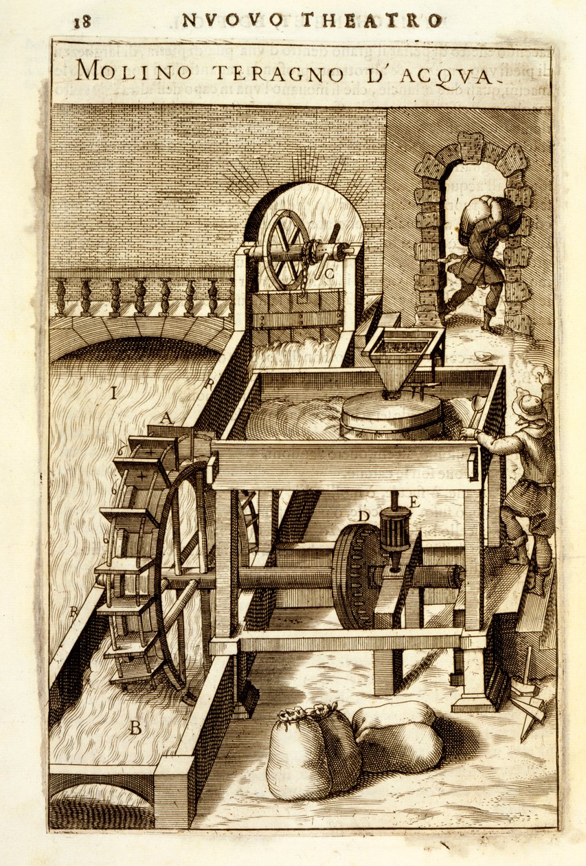 Vanddrevet fræsemaskine, 1607 af Vittorio Zonca