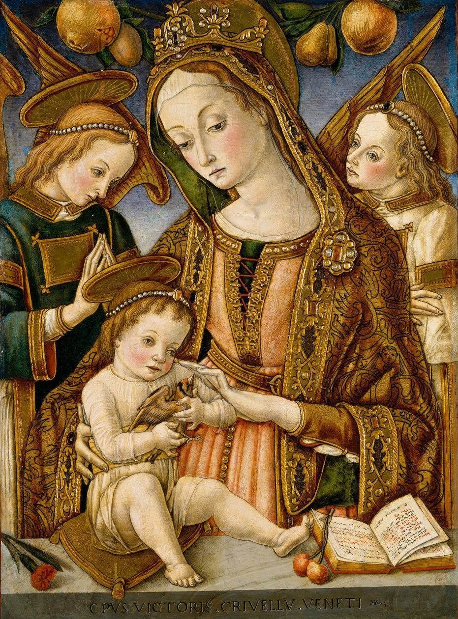 Madonna og barn med to engle, ca. 1481-82 af VittorioCrivelli