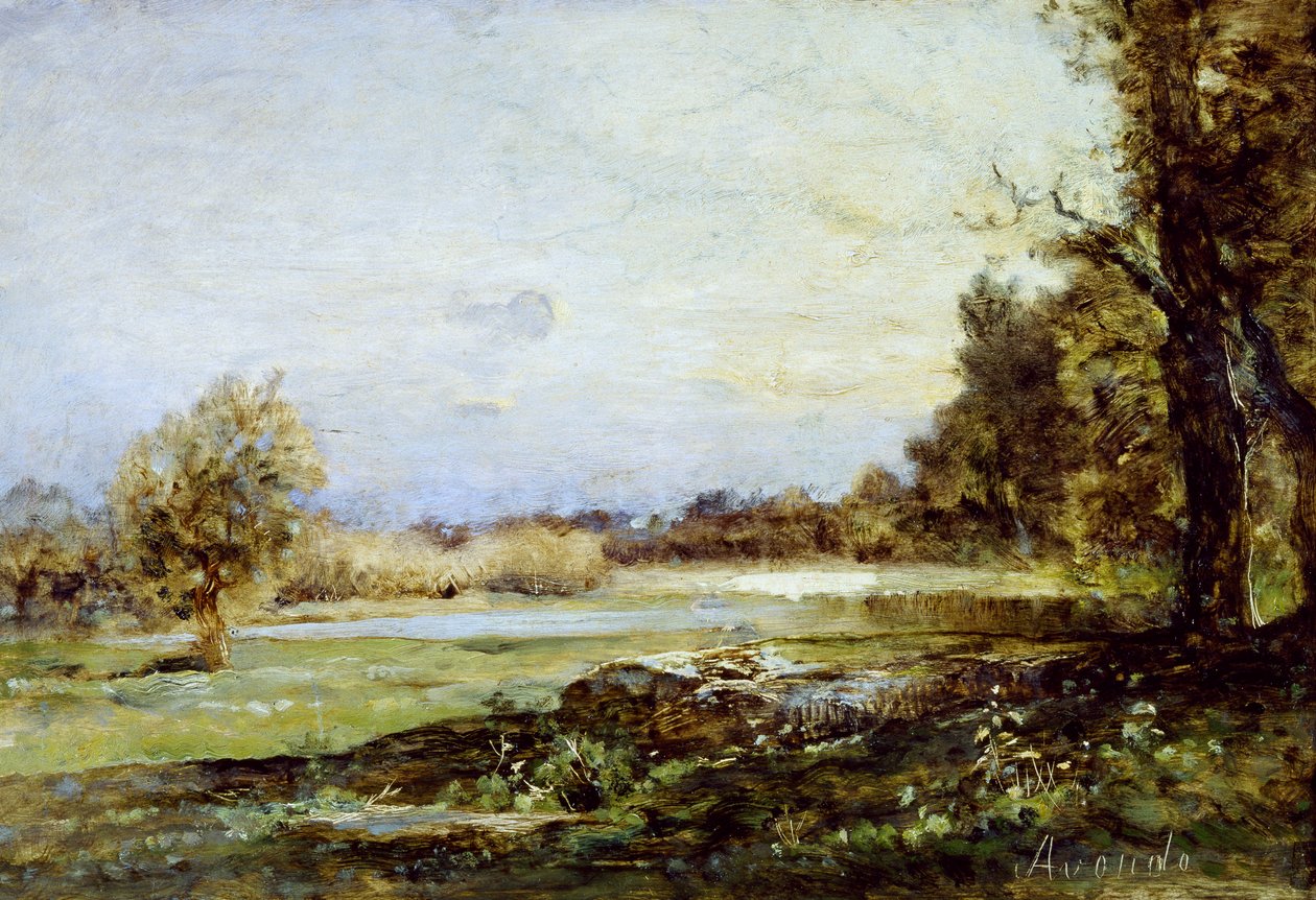 Country, ca. 1870, af Vittorio Avondo (1836-1910), olie på lærred, 24x35 cm af Vittorio Avondo