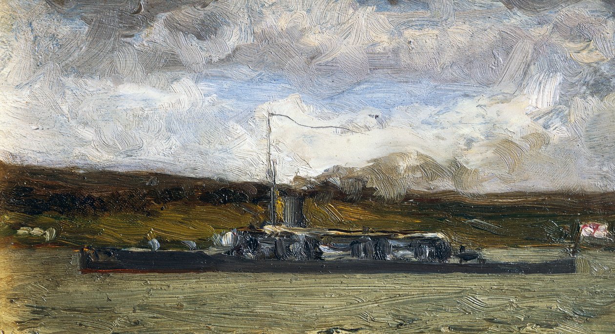 Dampskib på kysten af Vittorio Avondo (1836-1910) af Vittorio Avondo