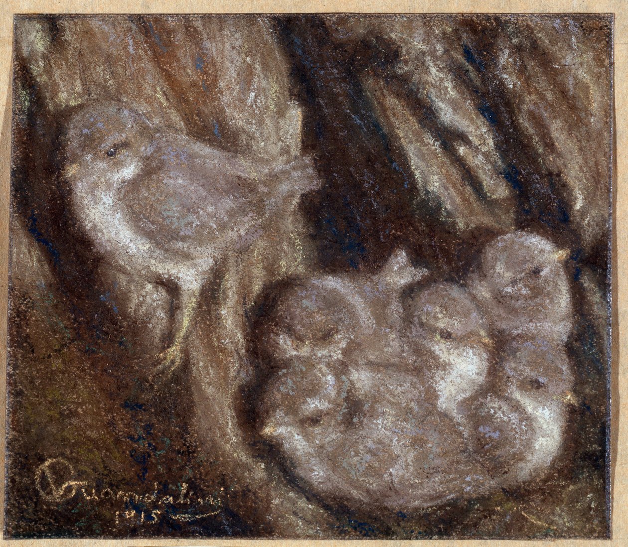 La couvee Pastel af Vittorio Guandalini (1861-1923) af Vittorio Guandalini