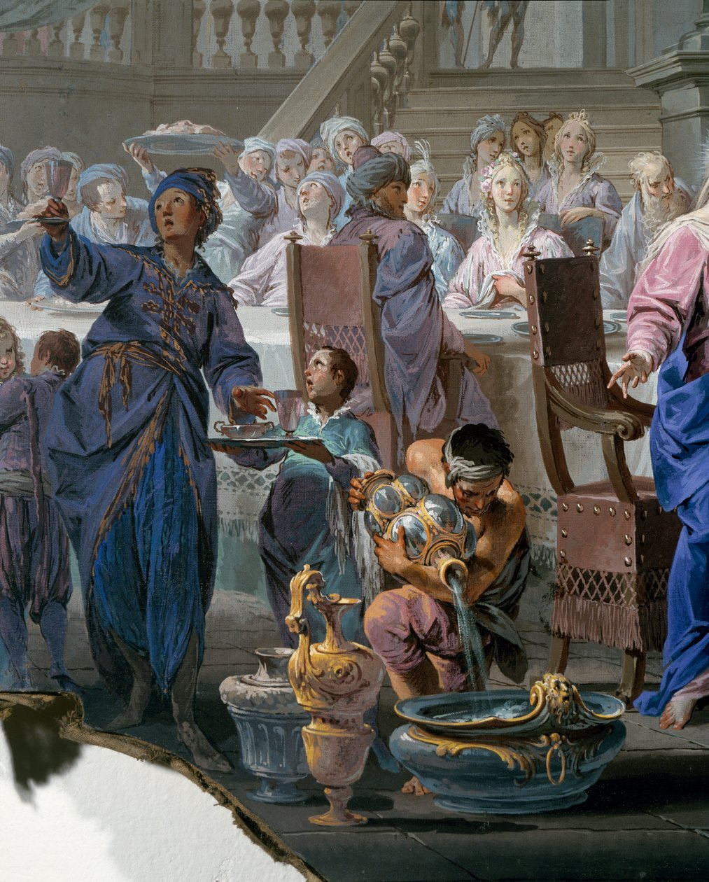 Ægteskab i Cana, af Vittorio Maria Bigari (1692-1776), Detail af Vittorio Maria Bigari
