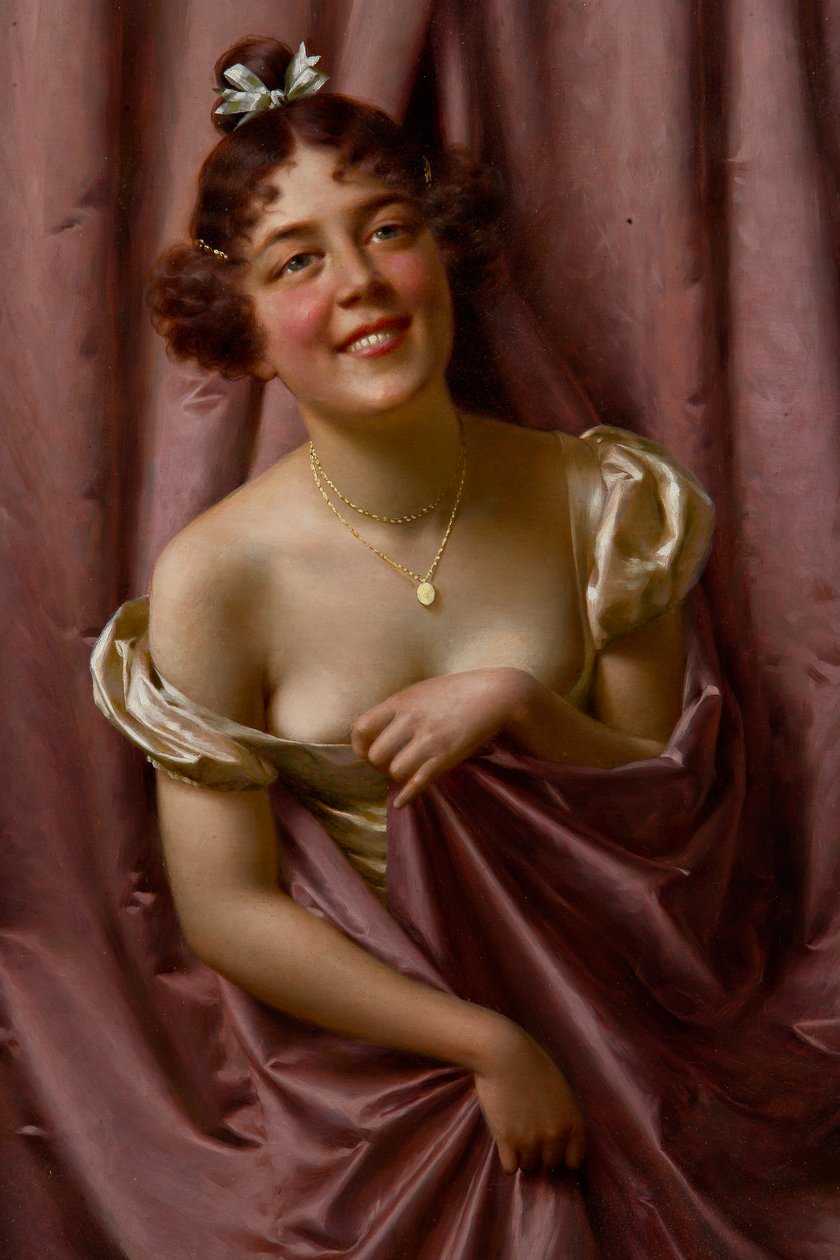 Lady in Purple (olie på lærred) af Vittorio Reggianini