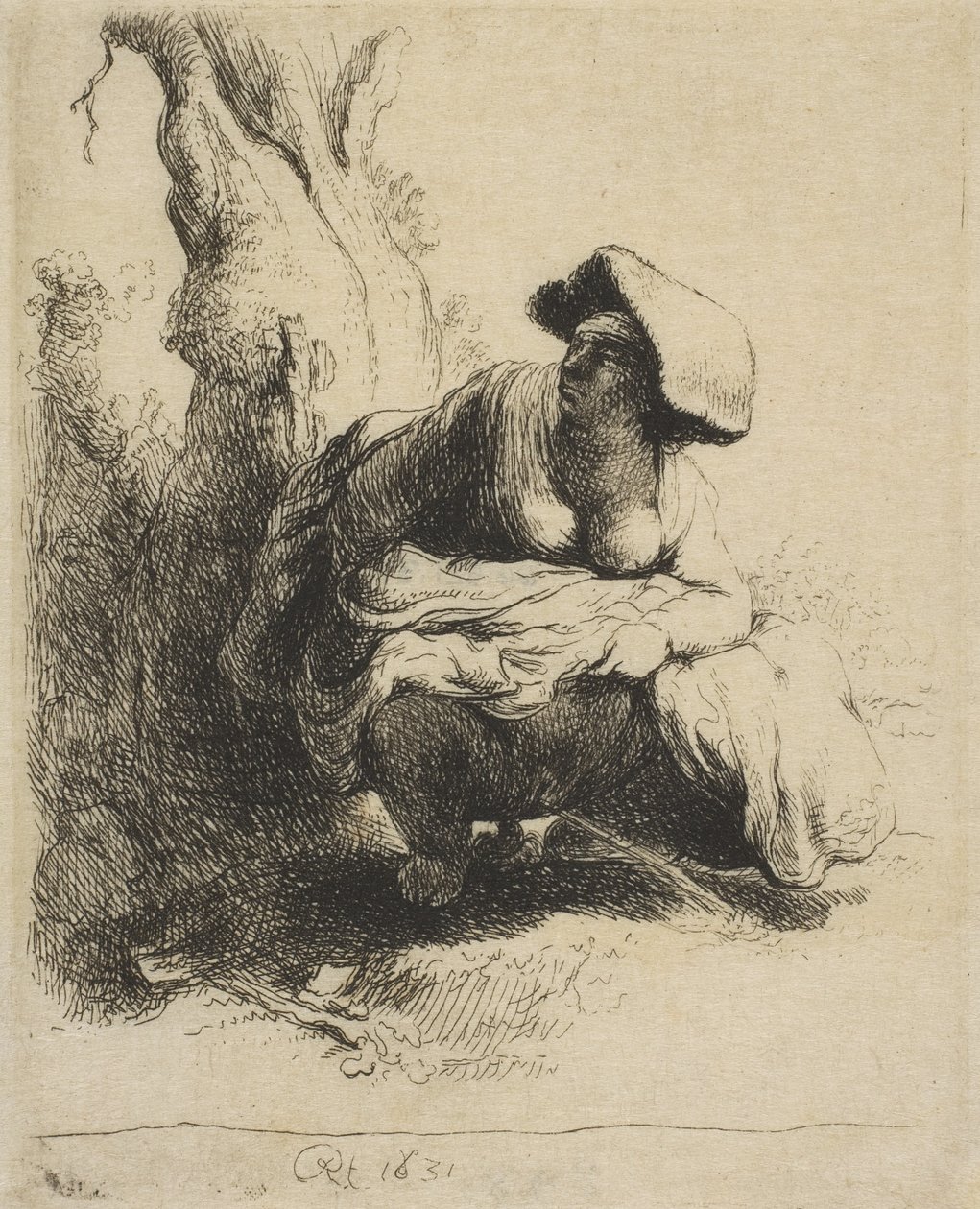 A Woman Making Water, slutningen af det 18. tidlige 19. århundrede., slutningen af det 18. begyndelsen af det 19. århundrede. af Vivant Denon