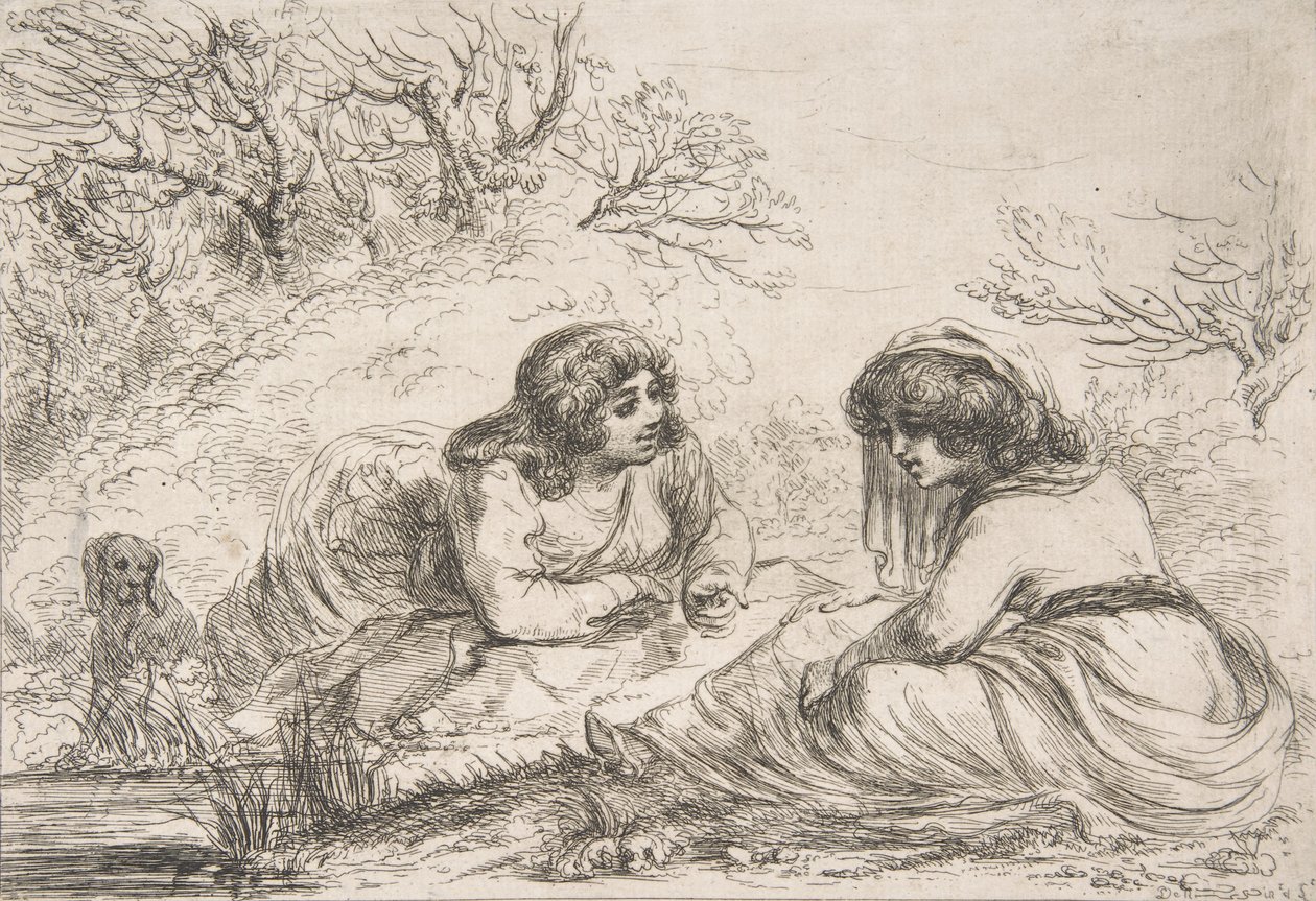 To kvinder i et landskab, 1700-begyndelsen af 1800-tallet., 1700-begyndelsen af 1800-tallet. af Vivant Denon