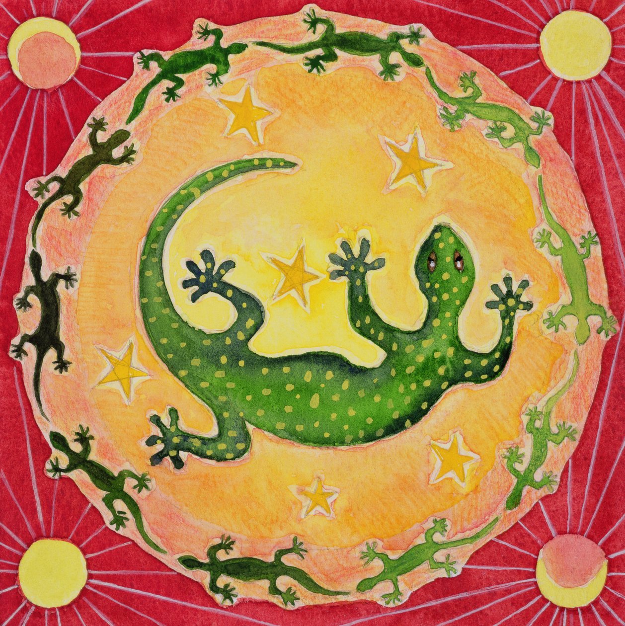 Gecko, 1998 (wc på papir) af Vivika Alexander