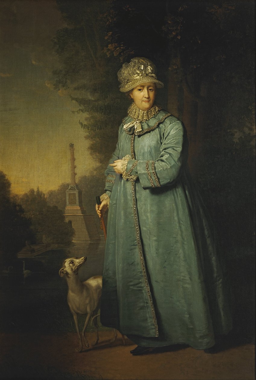 Portræt af Catherine II, kejserinde af Rusland i parken af Vladimir Borovikovskiy