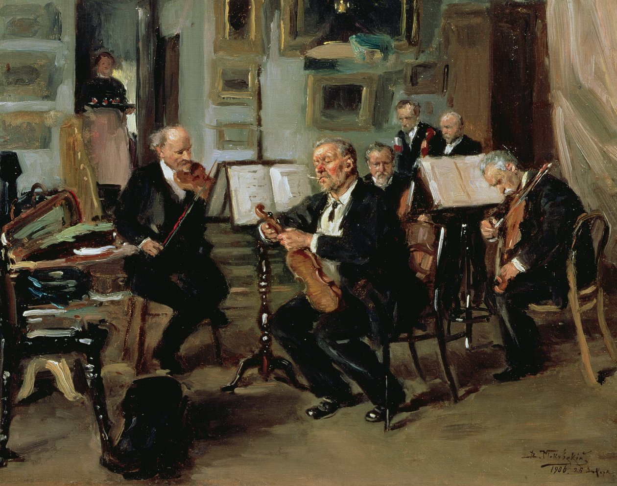 Musikalsk aften, 1906 af Vladimir Egorovic Makovsky