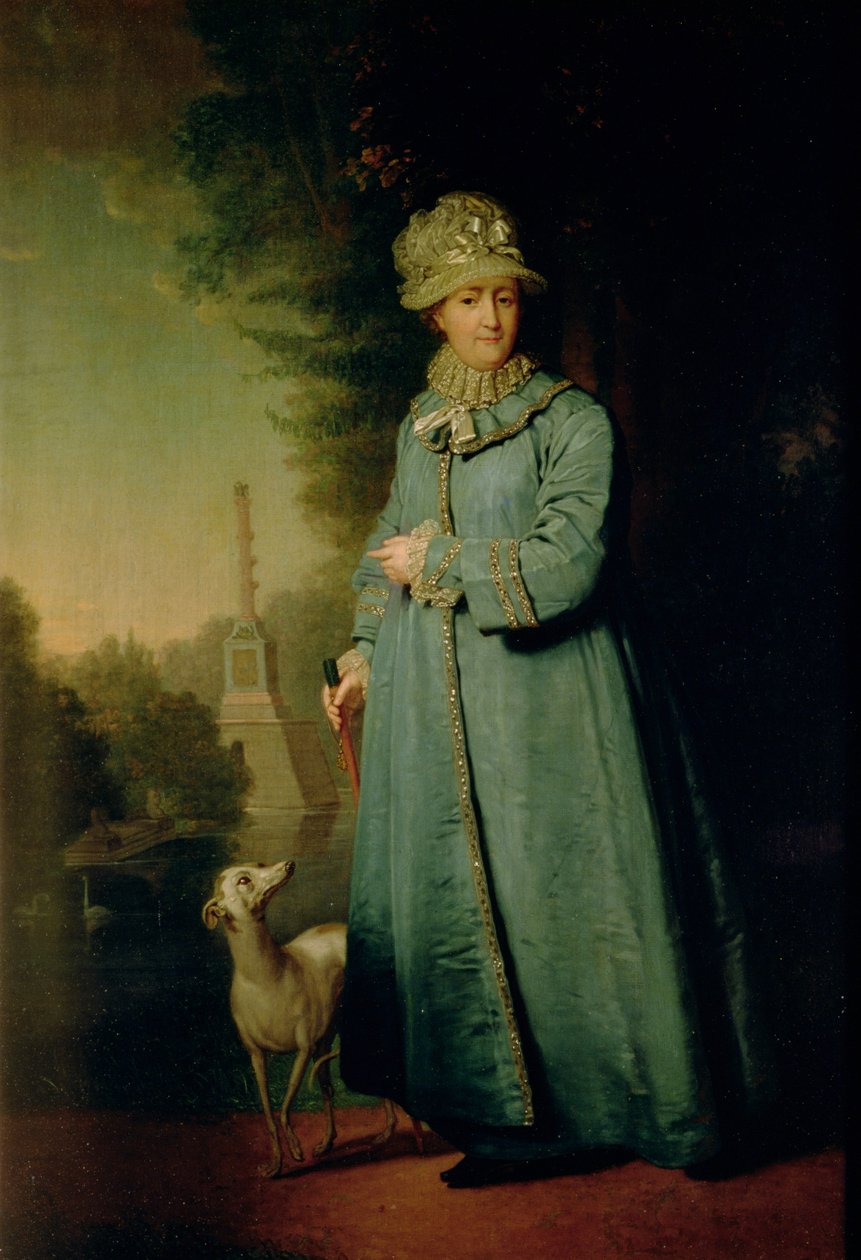 Walking in the Park at Tsarskoye Selo (med Chessmen Column i baggrunden) 1794 af Vladimir Lukich Borovikovsky
