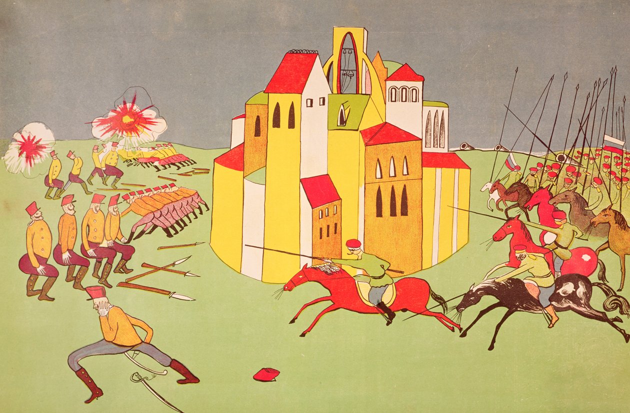 Den østrig-ungarske hærs overgivelse af Lviv til den russiske hær i september 1914, ca. 1914-15 af Vladimir Mayakovsky