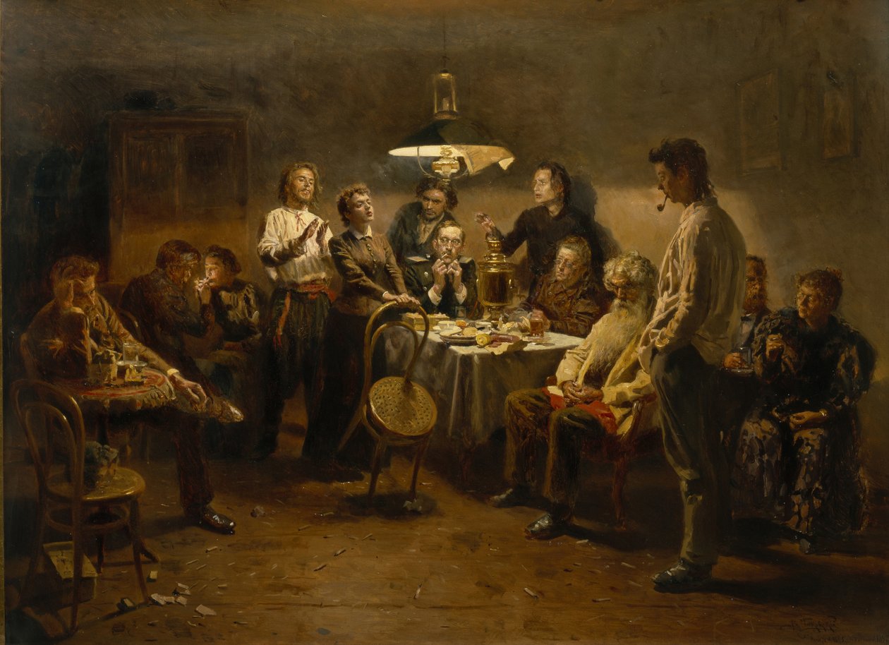 En selskabelig aften, 1875-1897 af Vladimir Egorovic Makovsky