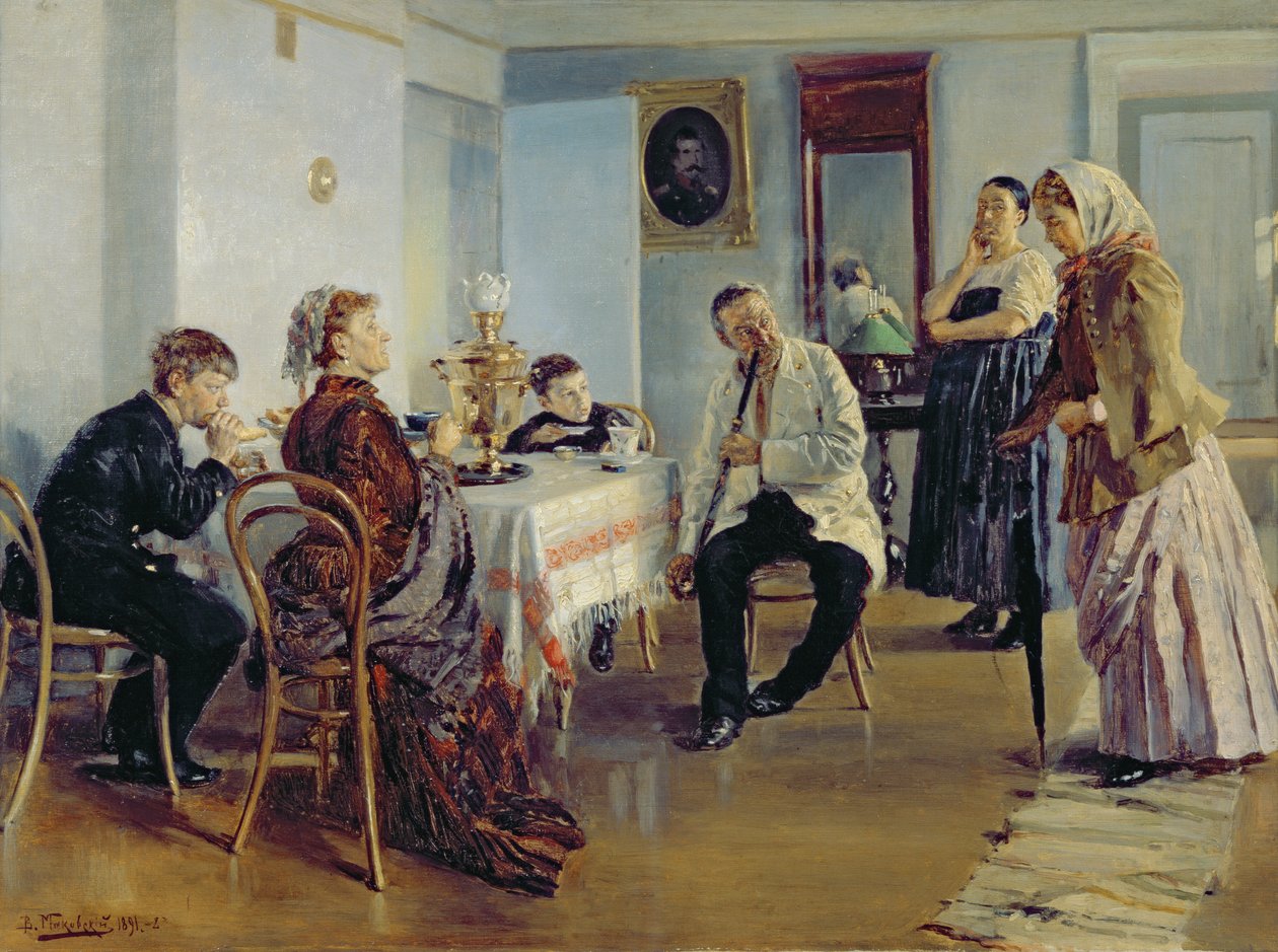 Ansættelse af en tjenestepige, 1891-92 af Vladimir Egorovic Makovsky