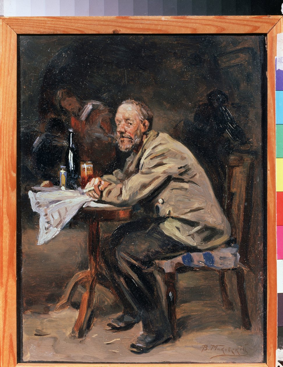 En drikker. Maleri af Vladimir Yegorovich Makovsky (Makovsky, Makovskij) (1846-1920), olie på lærred, russisk kunst fra det 19. århundrede. Statens kunstmuseum, Yaroslavl (Rusland) af Vladimir Egorovic Makovsky