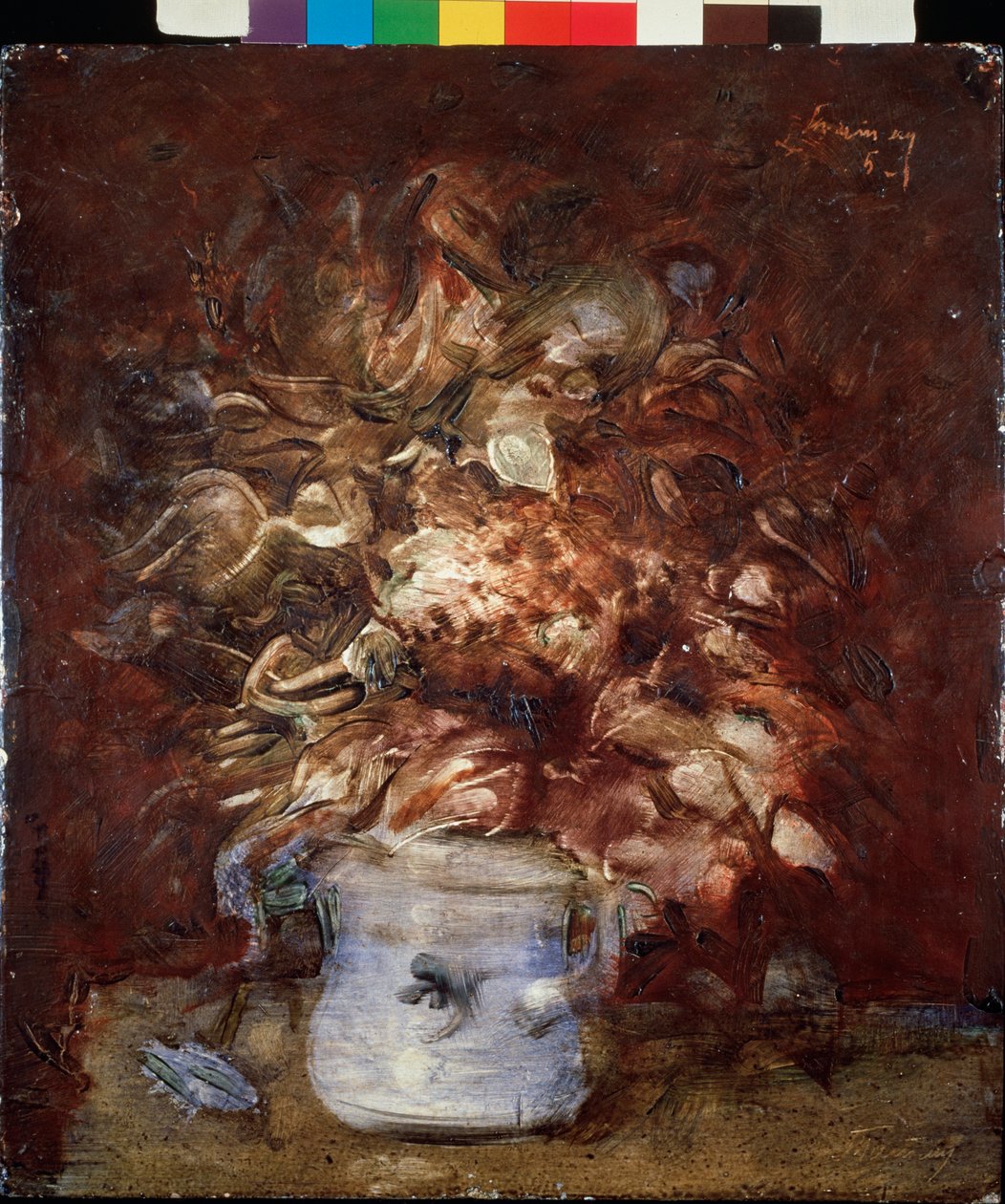 Bouquet de fleurs (Blomsterbuket), ca. 1940 (olie på panel) af Vladimir Evgrafovich Tatlin