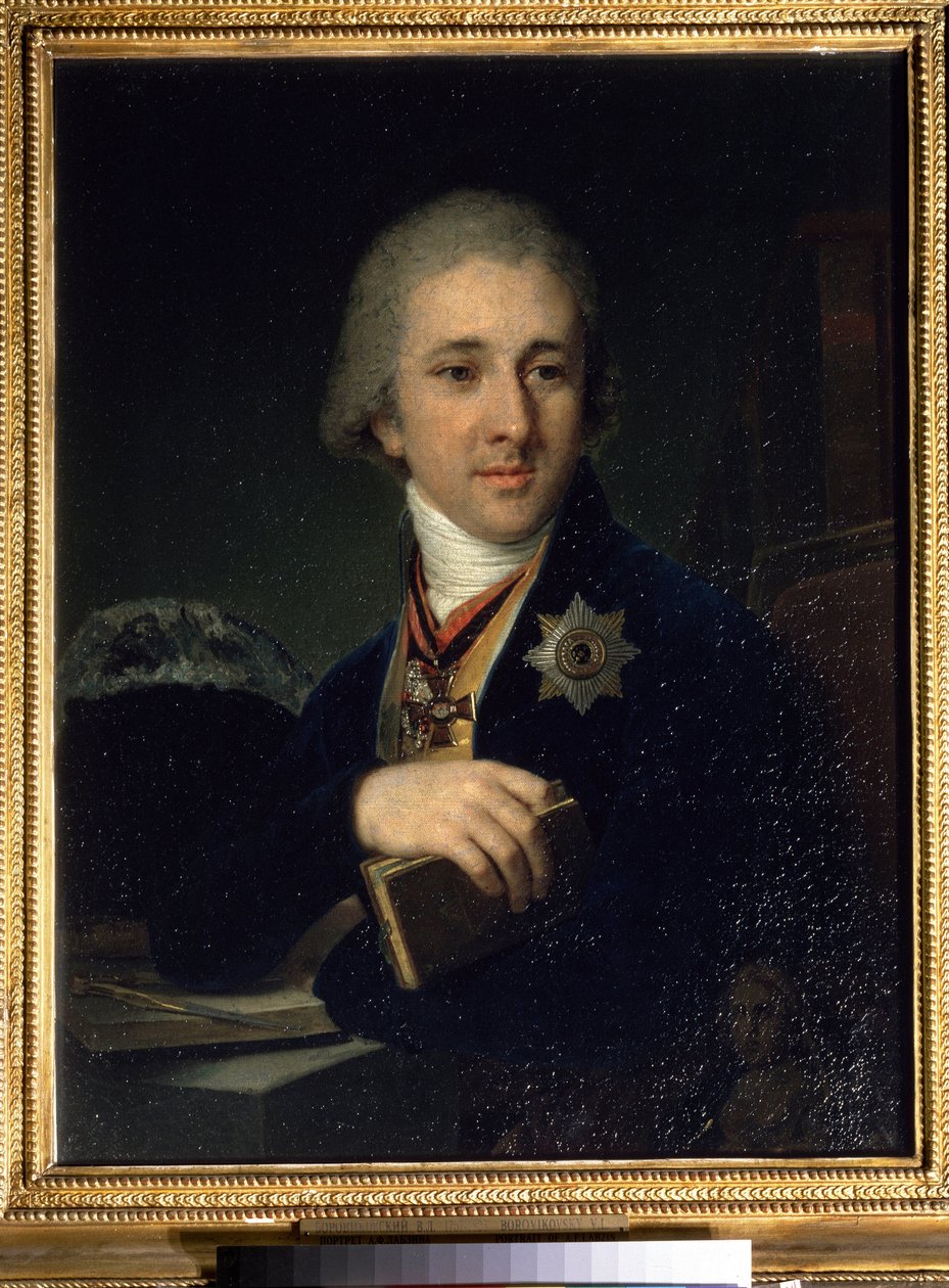 ""Portræt af Alexander Labzin (Labzin eller Labsin) (1766-1825) russisk forfatter frimurer (frimurer)"" Maleri af Vladimir Borovikovsky (eller Borovikovsky) (1757-1825) Efter 1816 Stats Tretyakov Gallery, Moskva af Vladimir Lukich Borovikovsky