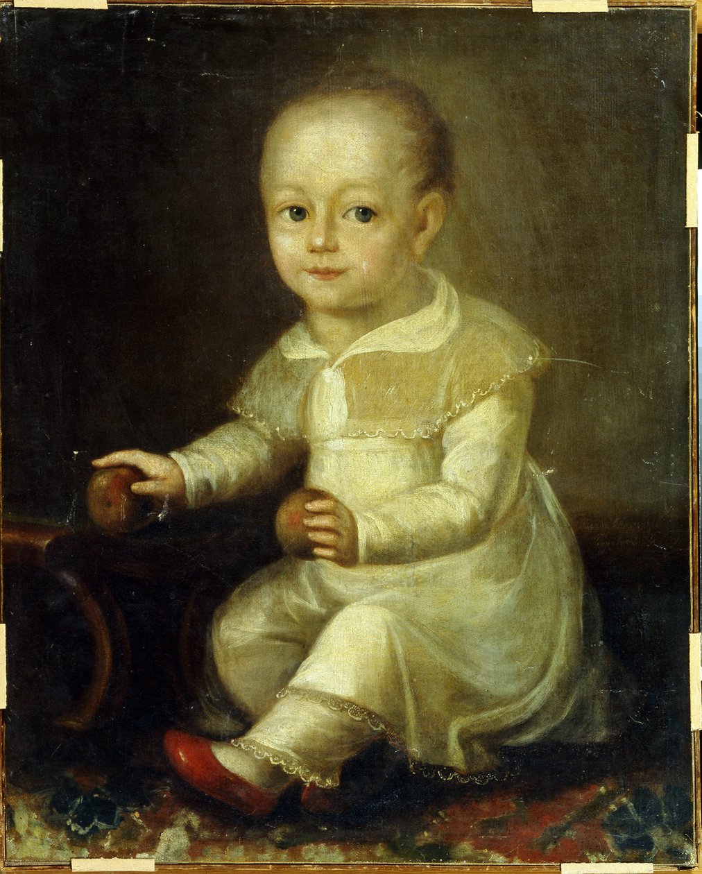 Portræt af et barn med æbler. (Portræt af et barn med æbler). Maleri af Vladimir Lukitch Borovikovsky (eller Borovikovsky) (1757-1825) af Vladimir Lukich Borovikovsky