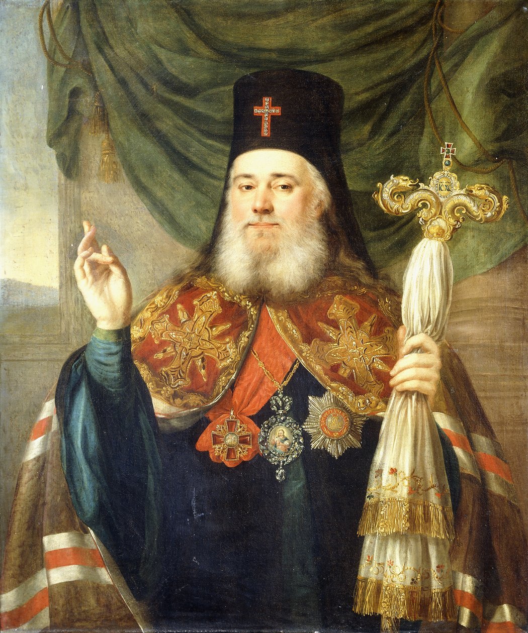 Portræt af Platon, Metropolitan of Moscow og Column af Vladimir Lukich Borovikovsky
