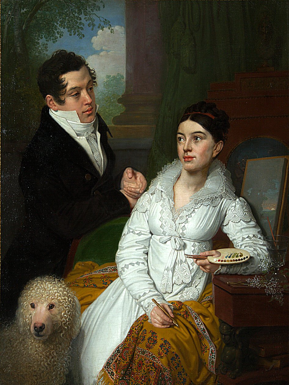 Portræt af prinsesse Alexandra Gregorievna (nee Kusheleva og prins Aleksey Alexandrovich Lobanov Rostovsky (Alexis Alexandrovitch Lobanov-Rostovski) af Vladimir Lukich Borovikovsky