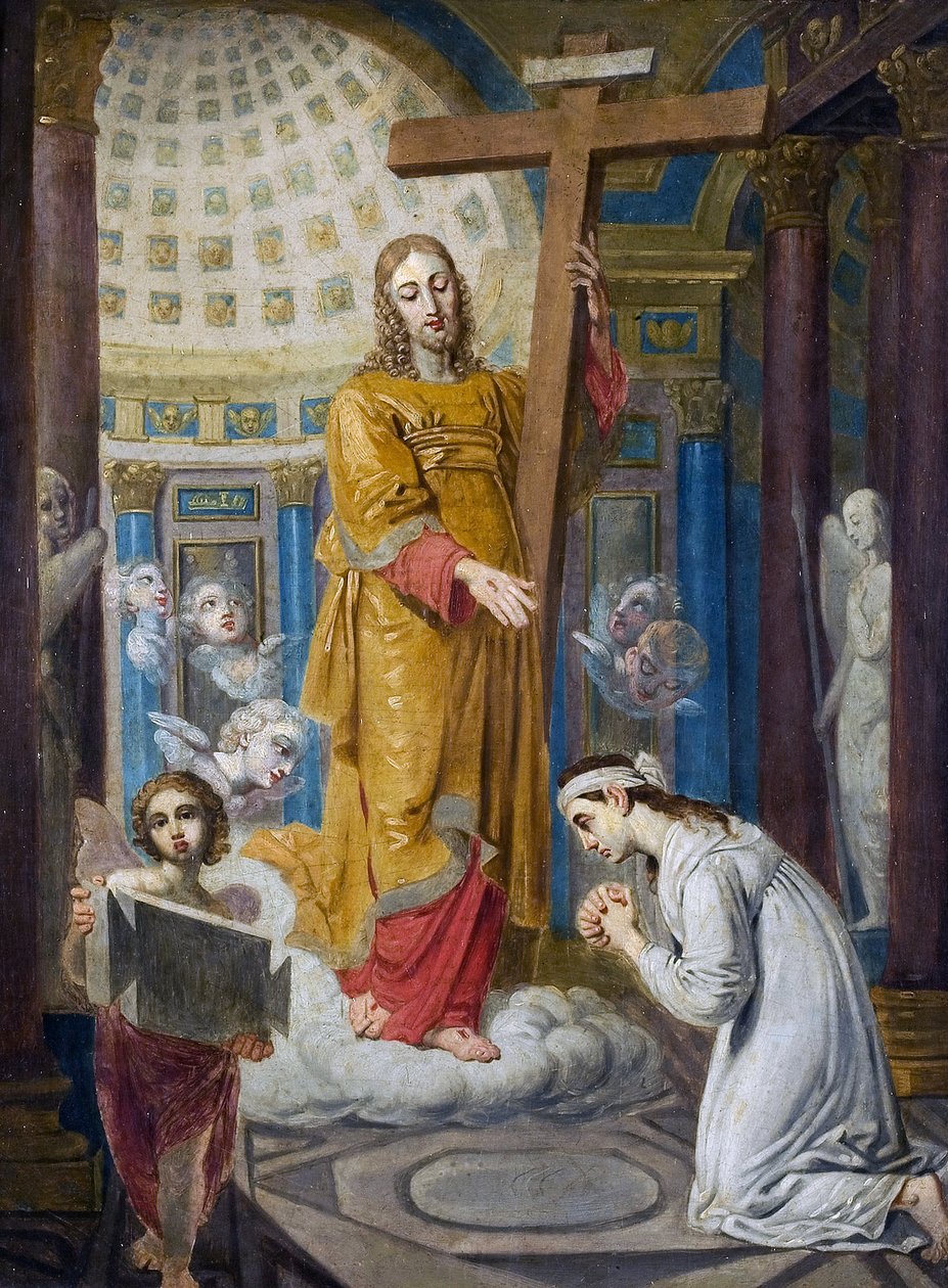 Kristi tilsynekomst med korset til Ekaterina Filippovna Tatarinova (1783-1856) - af Borovikovsky, Vladimir Lukich (1757-1825). Olie på træ, størrelse: 44x34, begyndelsen af 1820