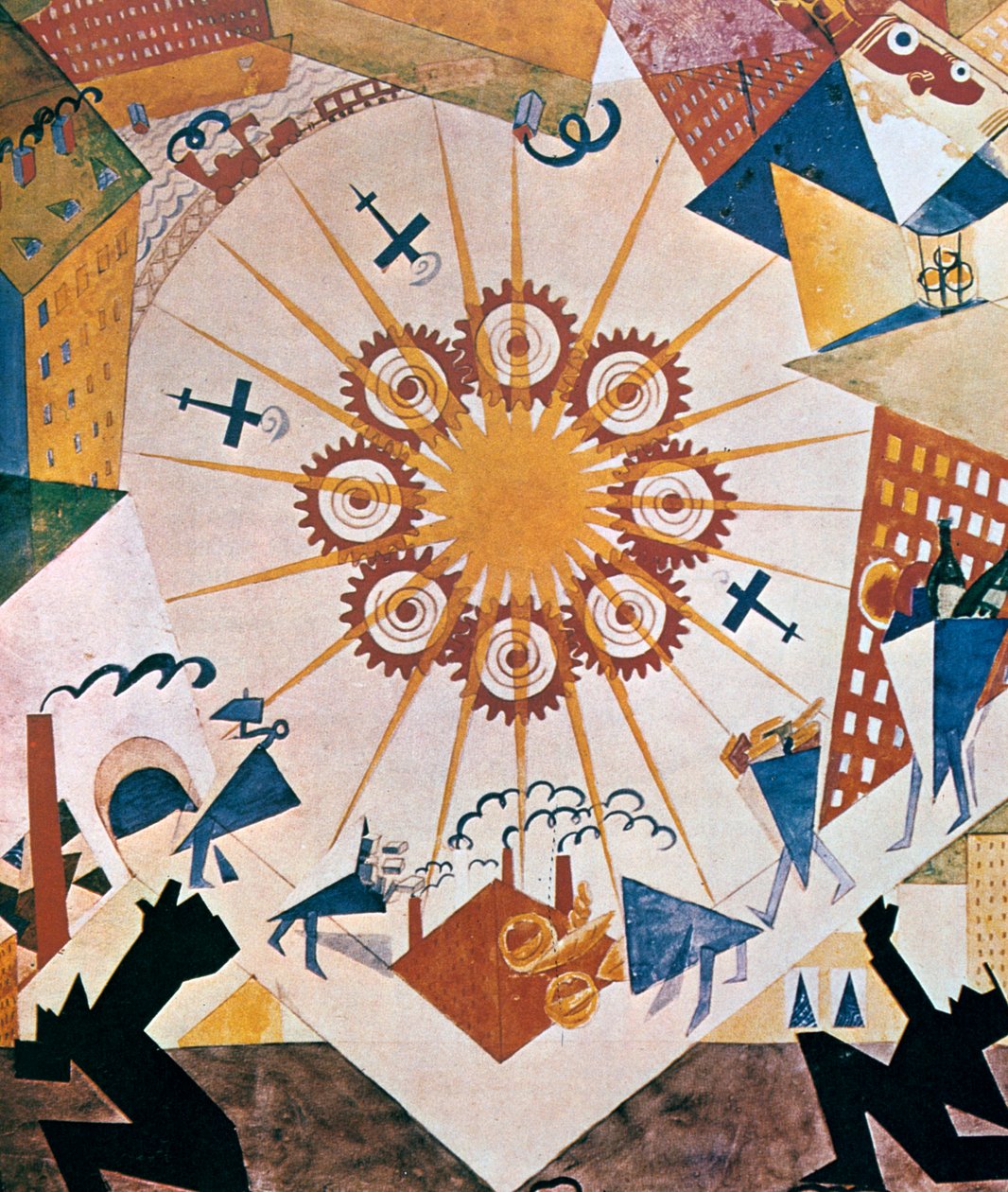 Indretningsdesign for Mystery Bouffe, 1919. af Vladimir Mayakovsky
