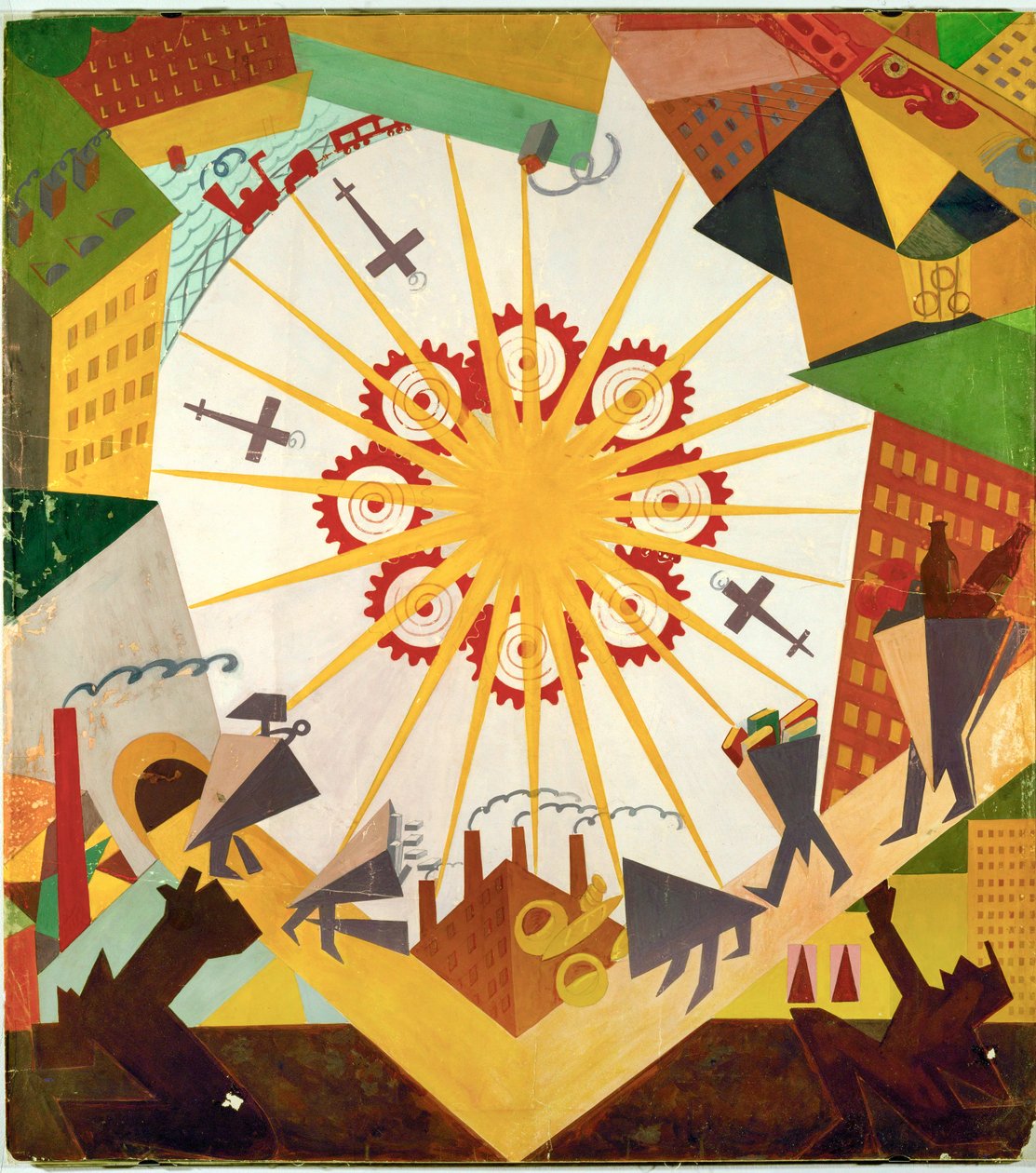 Scenografi til kunstnerens Mystery Bouffe (gouache, blyant på papir) af Vladimir Mayakovsky