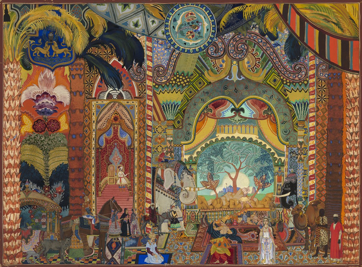 Scenedesign til balletten Ildfuglen af I. Stravinsky af Vladimir Pleshakov