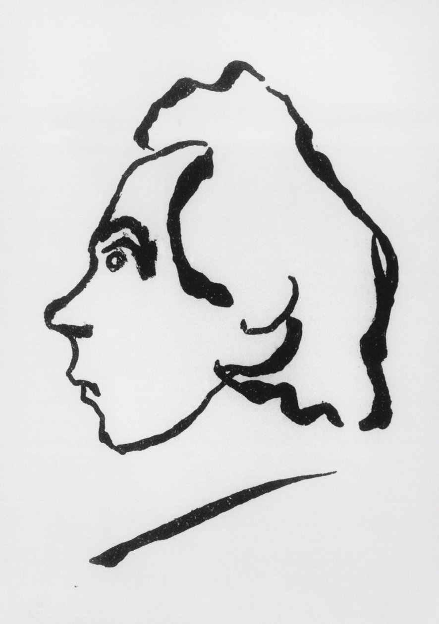 Portræt af Viktor Vladimirovich Khlebnikov, bedre kendt under pseudonymet Velimir Khlebnikov (1885-1922) (tegning) af Vladimir Vladimirovic Majakovskij