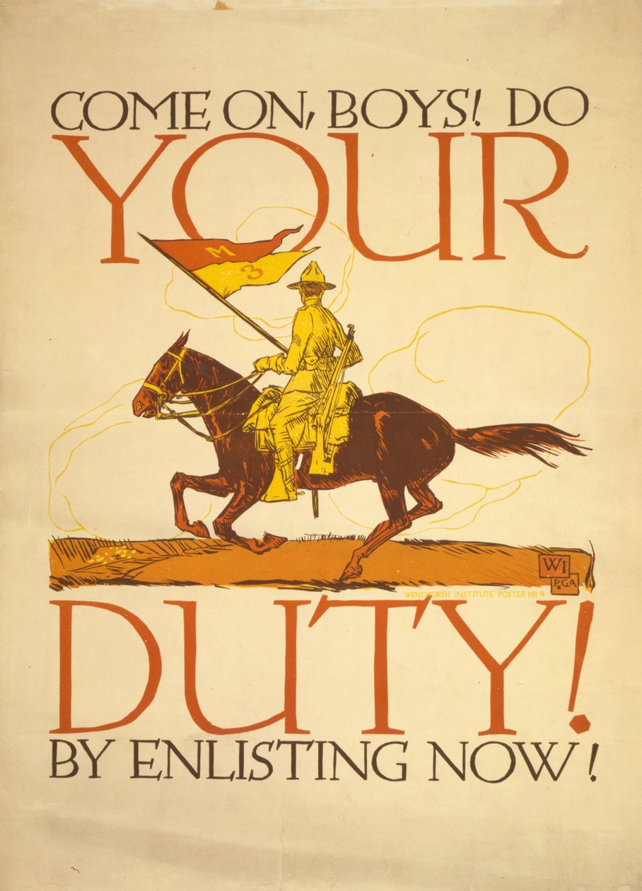Kom så drenge! Gør din pligt! Ved at melde dig nu! 1917 (farvetryk) af Vojtch Preissig