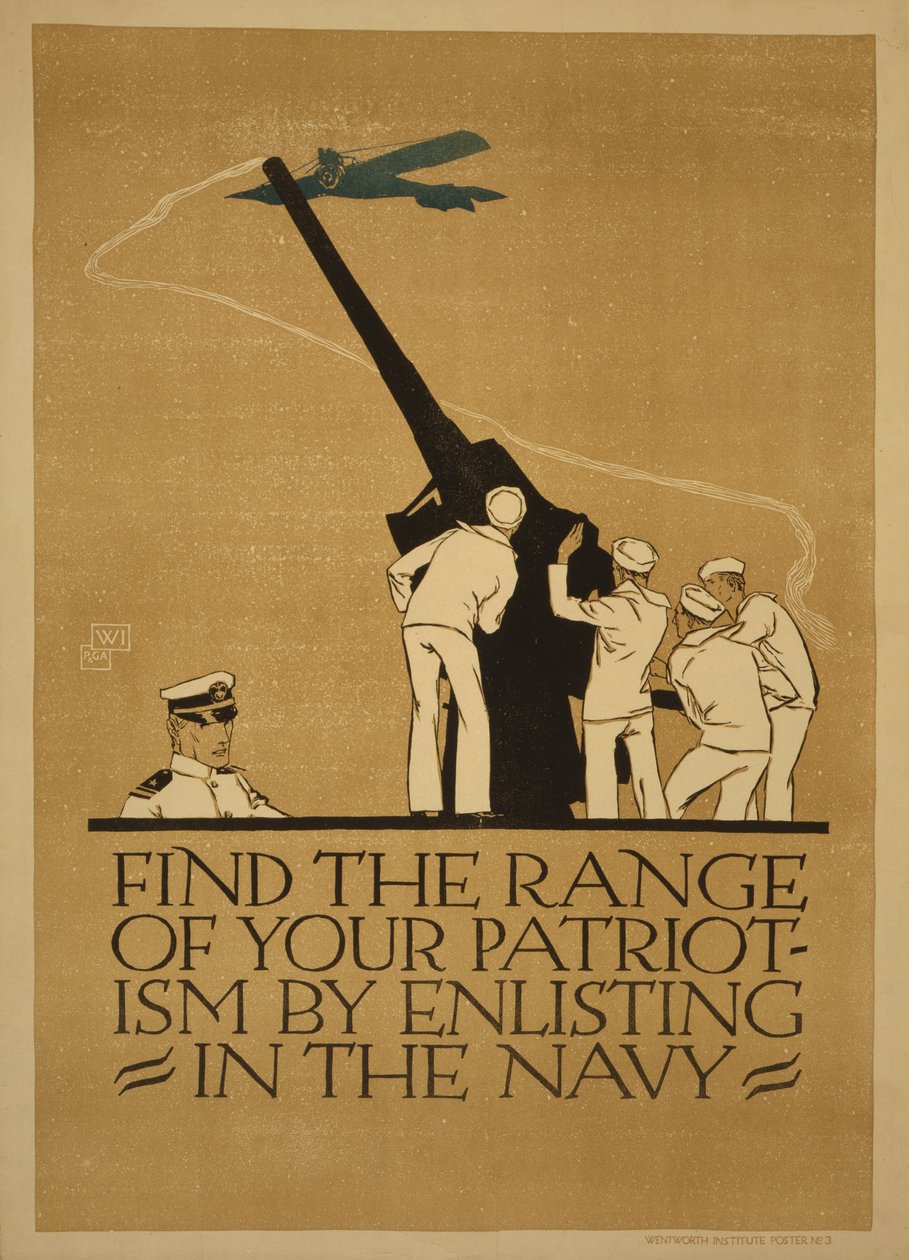 "Find rækkevidden af din patriotisme ved at melde dig til flåden", 1918 af Vojtěch Preissig
