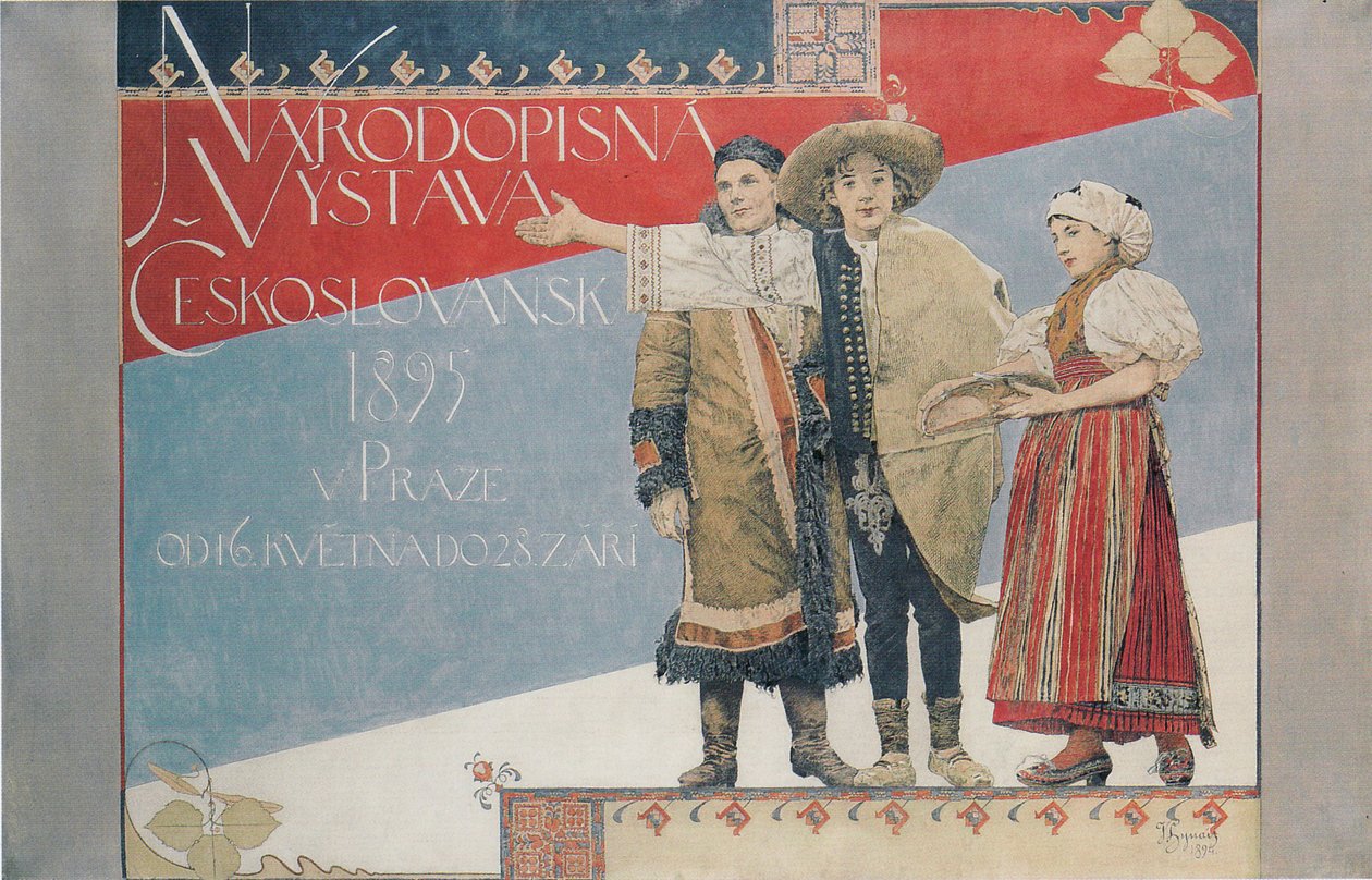 Plakat for den etnografiske udstilling, 1894 af Vojtech Hynais