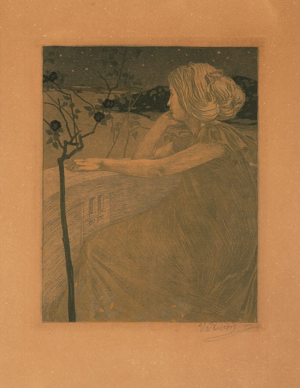 Meditation på altanen, 1899-1900. af Vojtěch Preissig