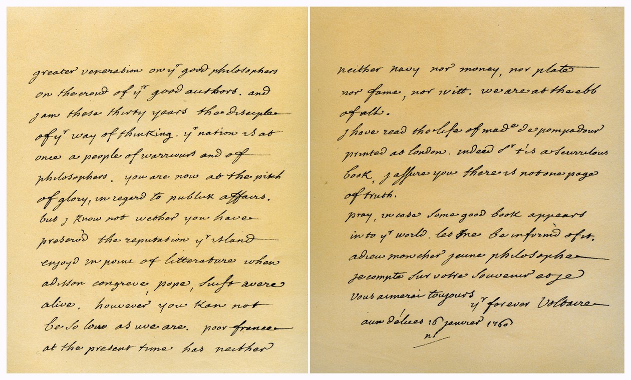 Brev fra Francois Marie Arouet de Voltaire til George Keat, 16. januar 1760. af Voltaire