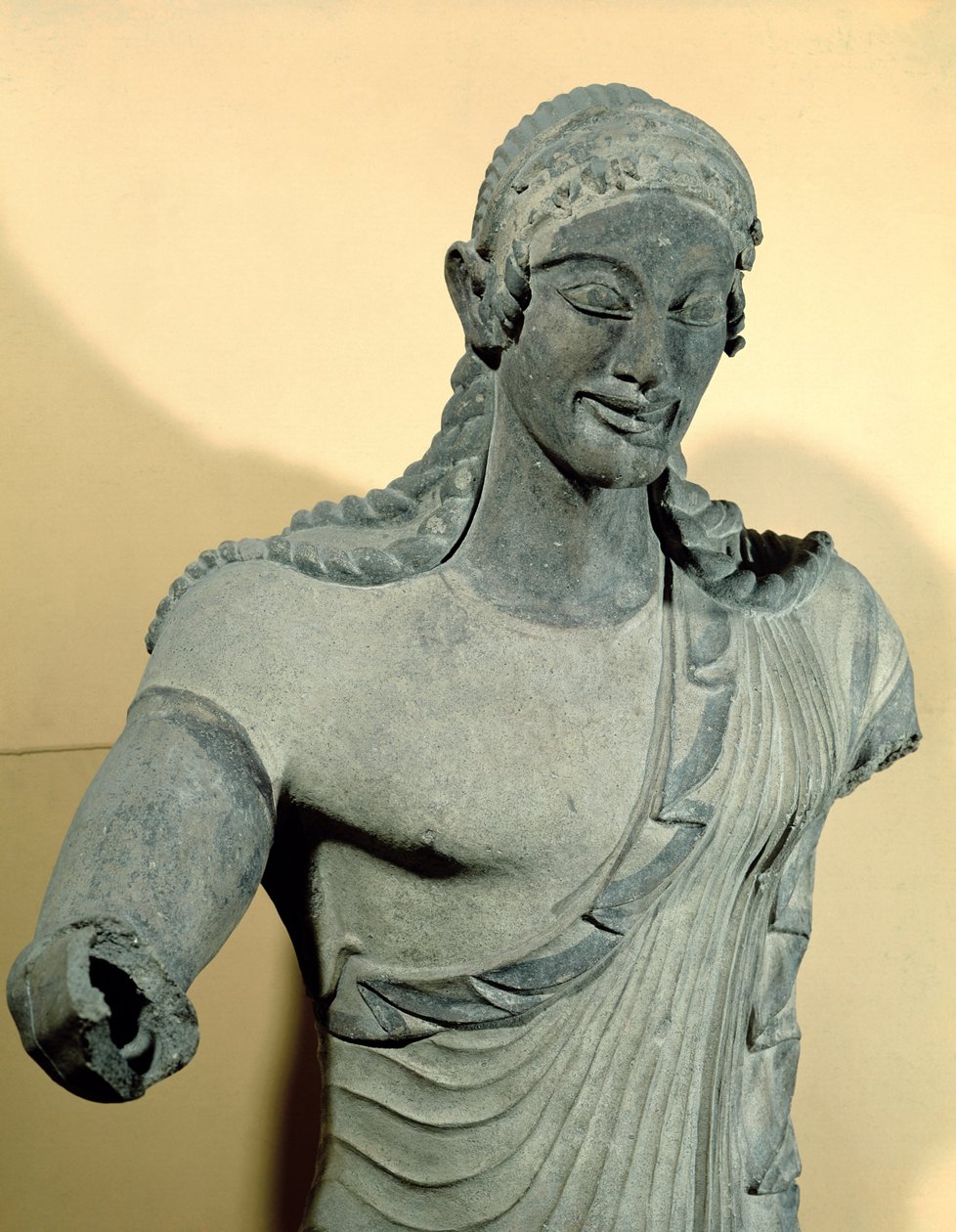 Apollo af Veii, fra Minervas tempel, ca. 510 f.Kr. (terracotta) (detalje af 58171) af Vulca