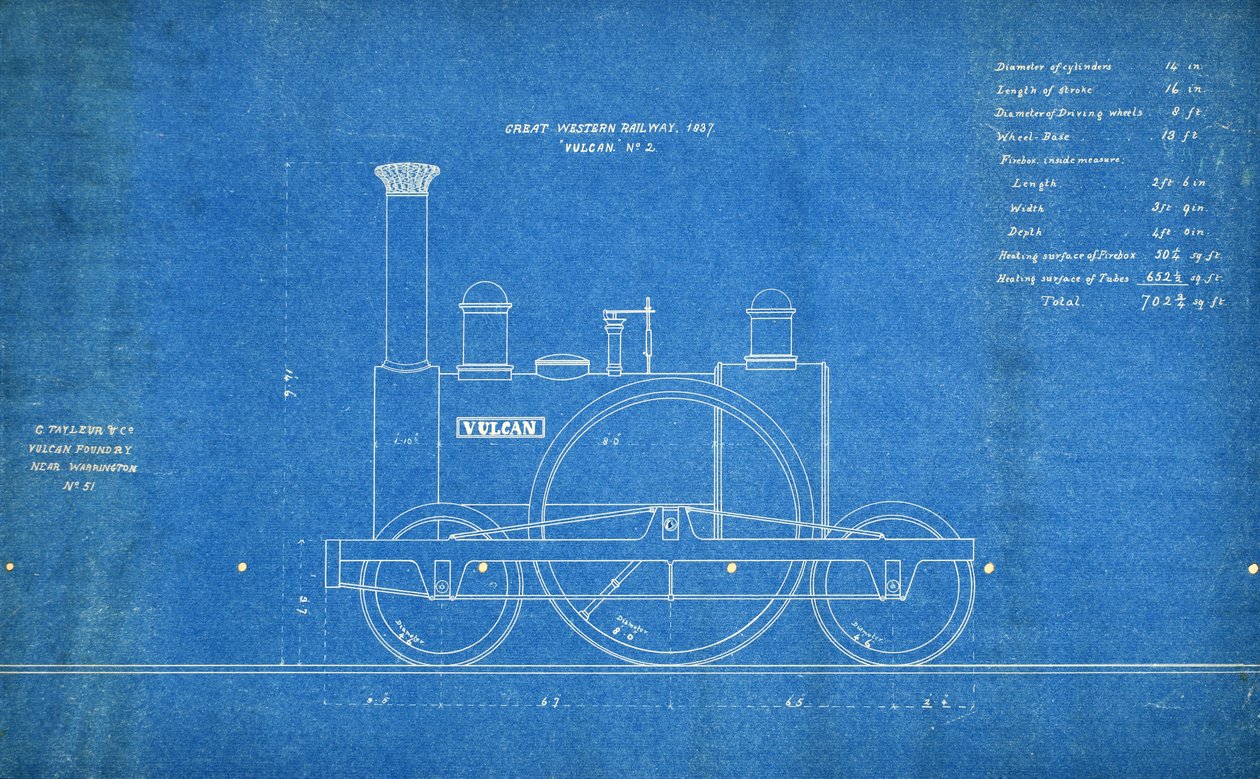 Great Western Railway "Vulcan" nro 2 af Vulcan Foundry C. Tayleur & Co
